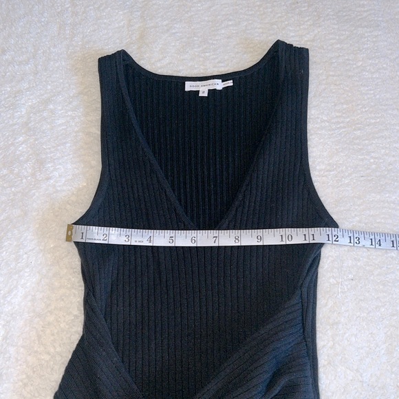 Good American Rib Knit Belted Midi Dress‎ Black Size 2 (M) NWOT - Picture 3 of 12